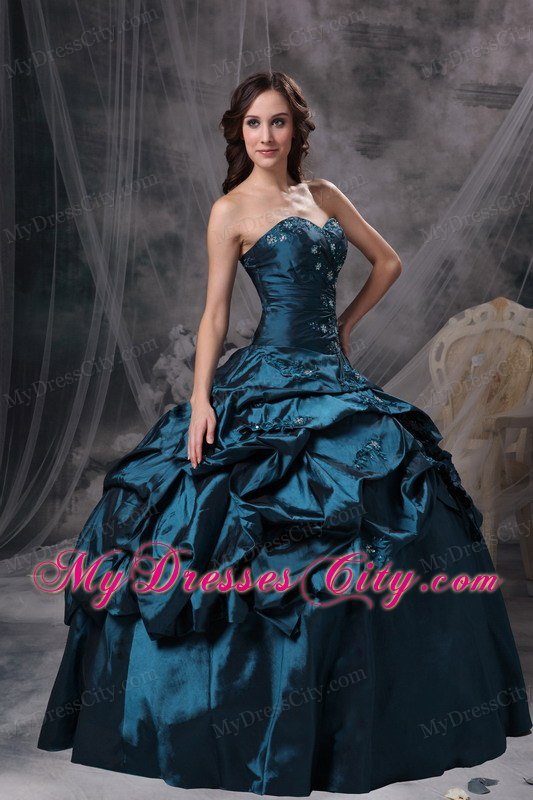 2013 Navy Blue Sweet 16 Dresses Sweetheart Hand Made Flower