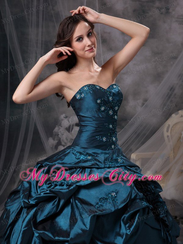 2013 Navy Blue Sweet 16 Dresses Sweetheart Hand Made Flower