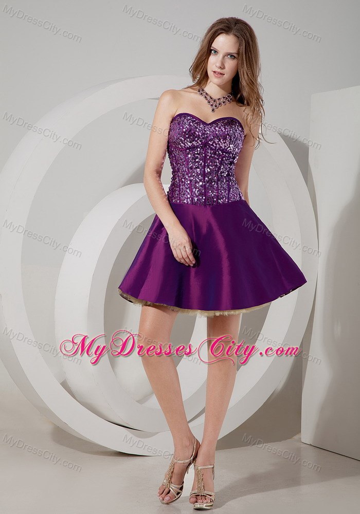 Elegant Purple Cocktail Dress A-line Sweetheart Mini-length