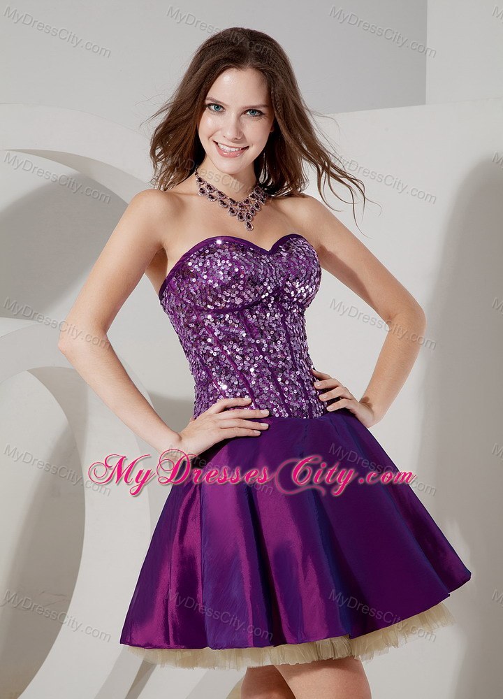 Elegant Purple Cocktail Dress A-line Sweetheart Mini-length