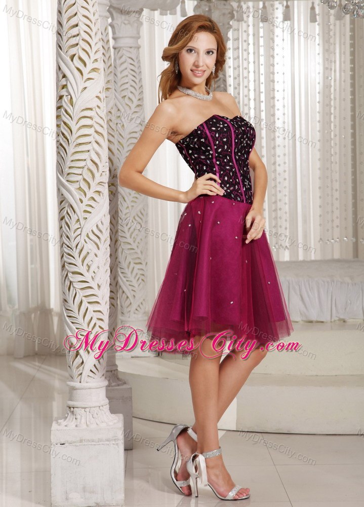 Fuchsia Sweetheart Beaded Layers Tulle Back Out Short Cocktail Dress
