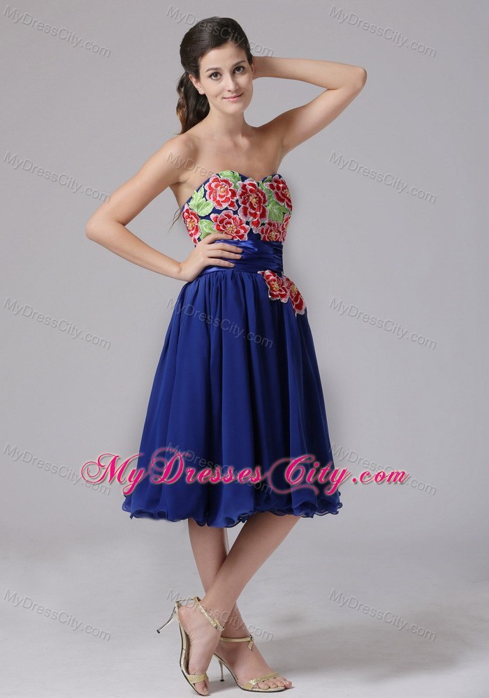 Floral Appliques Sweetheart Knee-length Cool Back Prom Cocktail Dress