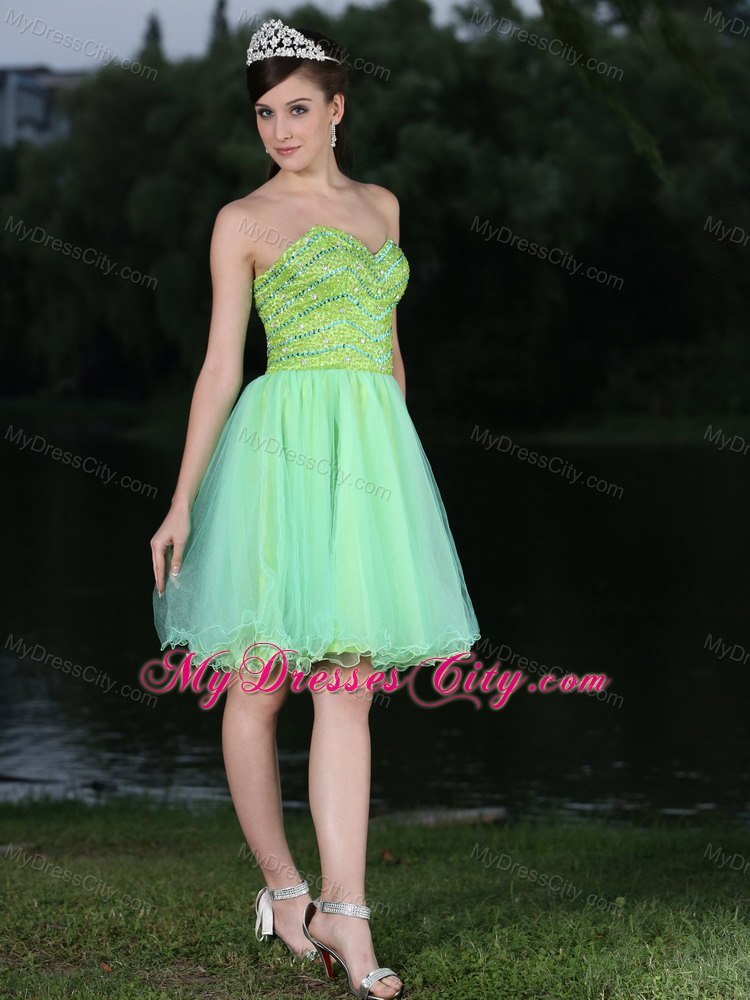 Beaded Sweetheart Short Organza Lace Up Back Cocktail Dress