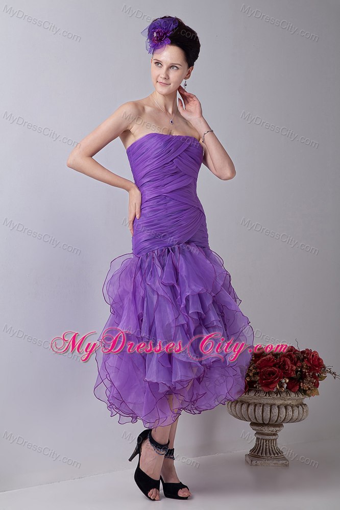 Mermaid Purple Homecoming Cocktail Dresses Dress with Ruches