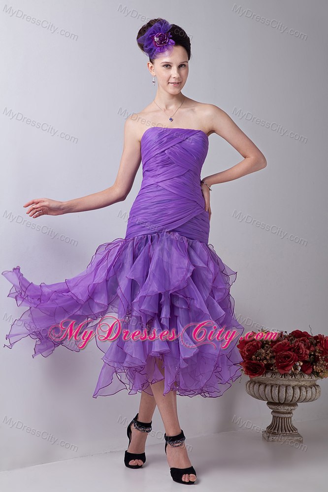 Mermaid Purple Homecoming Cocktail Dresses Dress with Ruches