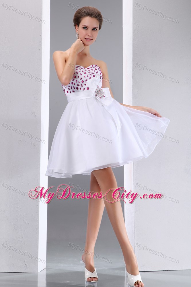 Sweet White A-line Sweetheart Beading Cocktail Dress for Celebrity