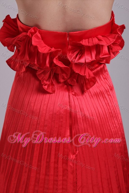 Flowers Pleats Knee-length Red Cheap Homecoming Cocktail Dresses