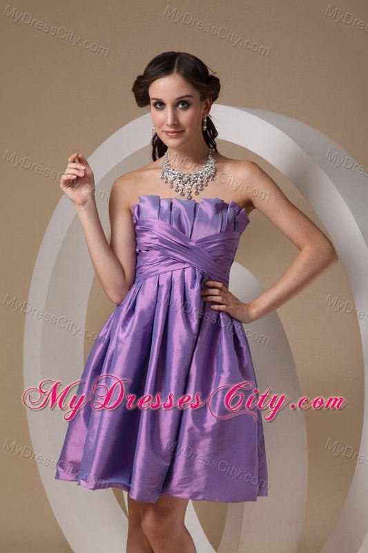 Ruched Lavender Strapless Short Cheap Prom Dresses for Dama ...