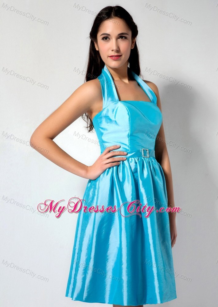 Simple Aqua Blue Halter 2013 Cheap Dama Dress for Quinceaneras