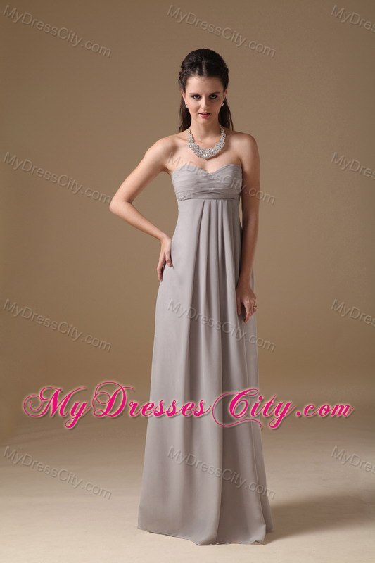 Simple Grey Sweetheart Chiffon Long Cheap Formal Dresses for Dama
