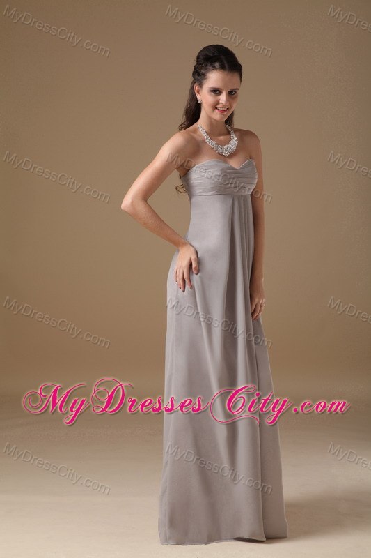 Simple Grey Sweetheart Chiffon Long Cheap Formal Dresses for Dama