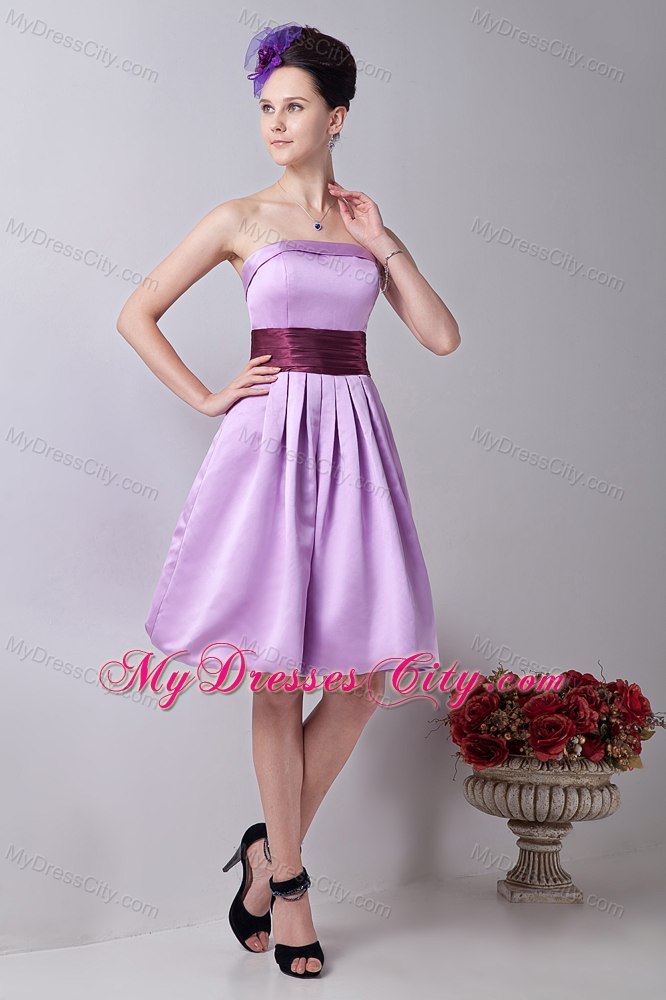 Simple Lavender Knee-length A-line Bridesmaid Dama Dresses
