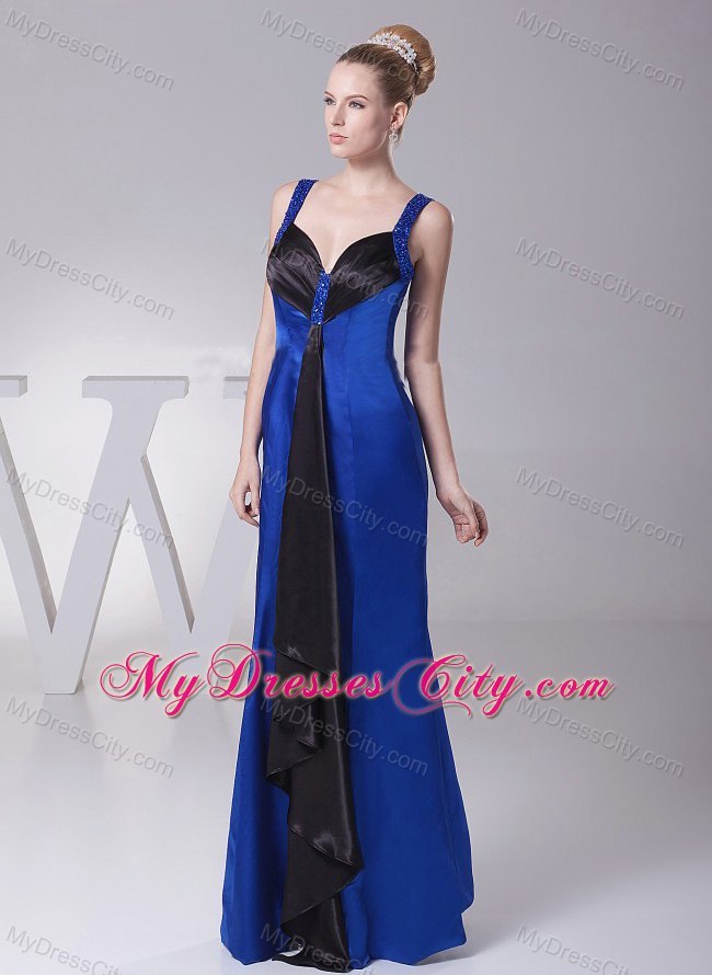Straps Blue and White Beading Decorate Shoulder Sweetheart Mother Of The Bride Dress
