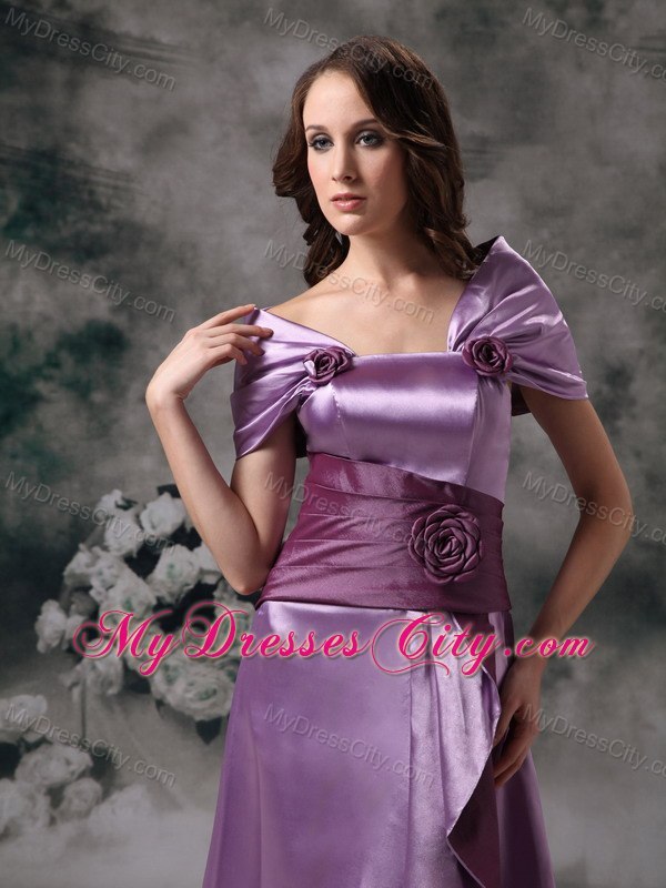 Off-the-shoulder Flowery Long Lavender Mother of The Bride Dress