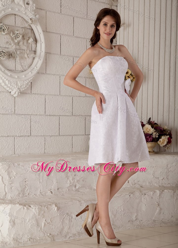 New Strapless Princess Lace Hand Made Flower Wedding Dress Knee-length
