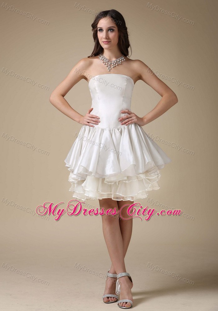Beautiful A-line Strapless Mini-length Summer Wedding Dress