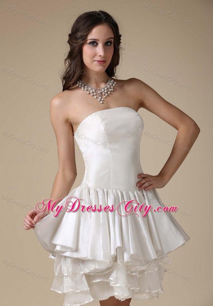 Beautiful A-line Strapless Mini-length Summer Wedding Dress