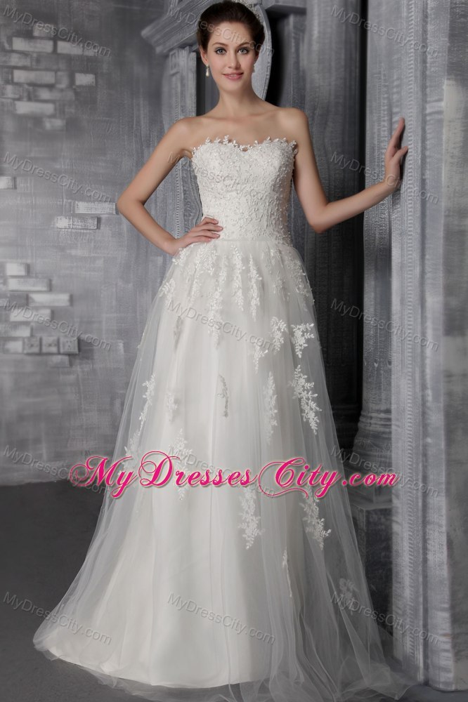 Sweetheart Sweep Train Tulle and Add Stock Lace Wedding Dress