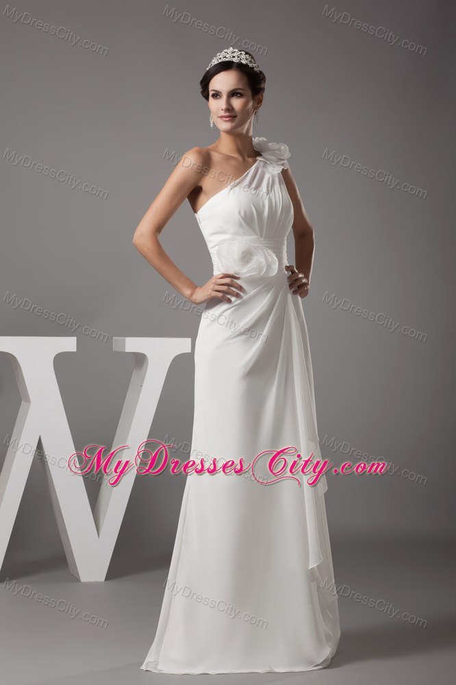 One Shoulder Flowers Long Fitted Wedding Reception Dress