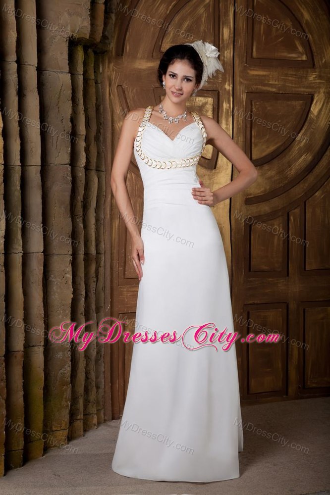 V-neck Brush Train Ruched Garden Wedding Dress with the Back Covered