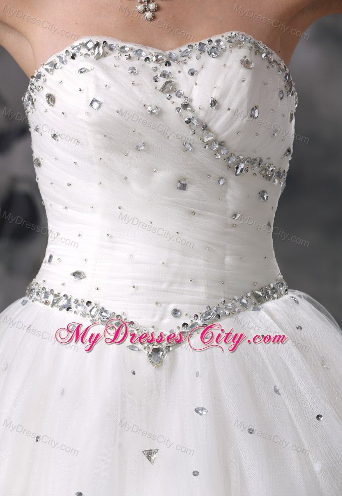Ball Gown Beaded Strapless Floor-length Tulle 2013 Dress for Wedding