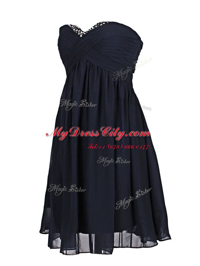 Hot Sale Mini Length Column/Sheath Sleeveless Navy Blue Dress for Prom Zipper