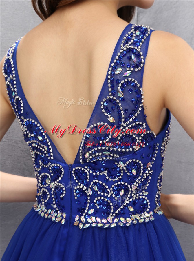 Top Selling Bateau Sleeveless Organza Prom Dresses Beading Zipper