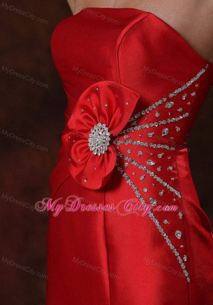 Simple Mermaid Red and Bow Beading Evening Formal Gowns