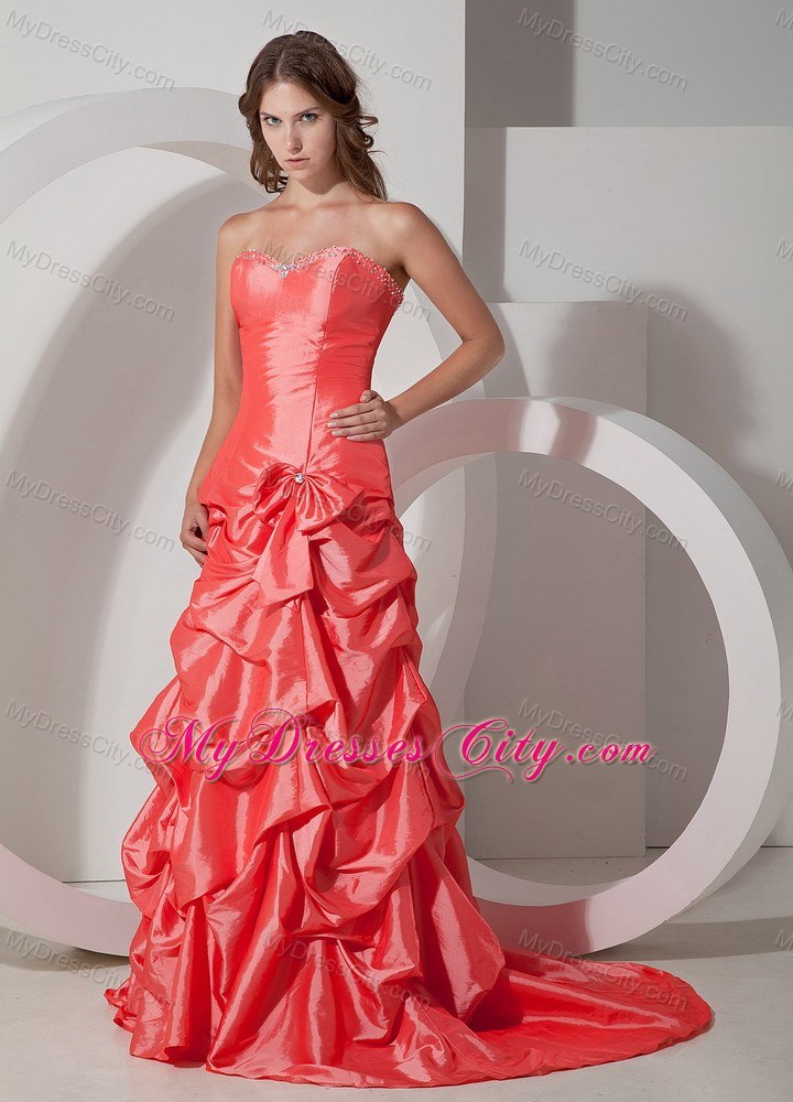 Pick-ups Sweetheart Beading Watermelon Red Prom Dress