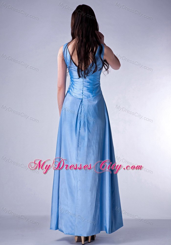 Custom Made Blue Taffeta Beading Prom Dress for 2013
