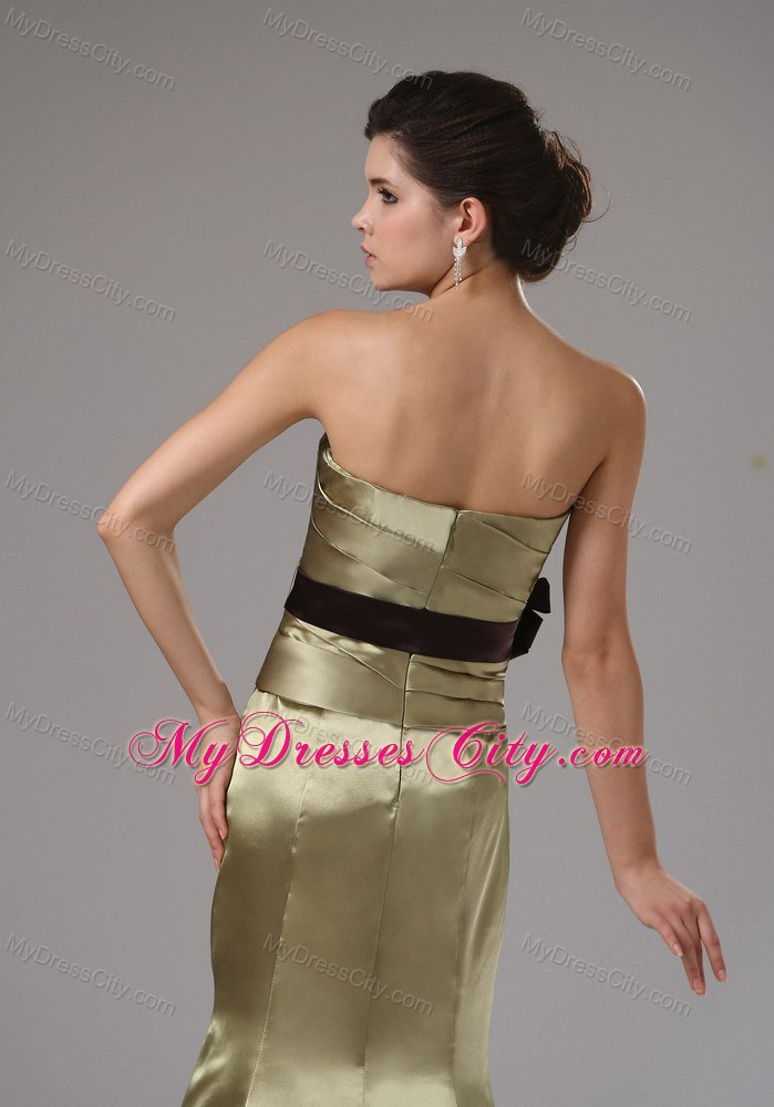 Strapless Mermaid Olive Green Prom Dress with Sash