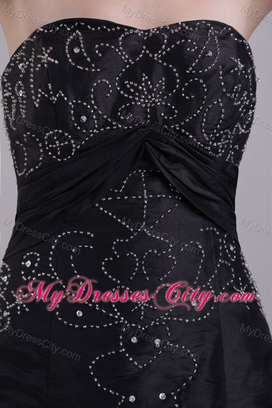 A-Line Strapless Beading Long 2013 Black Prom Gowns