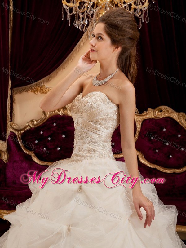 Ivory Sweetheart Satin and Organza Corset Sweet 15 Dresses