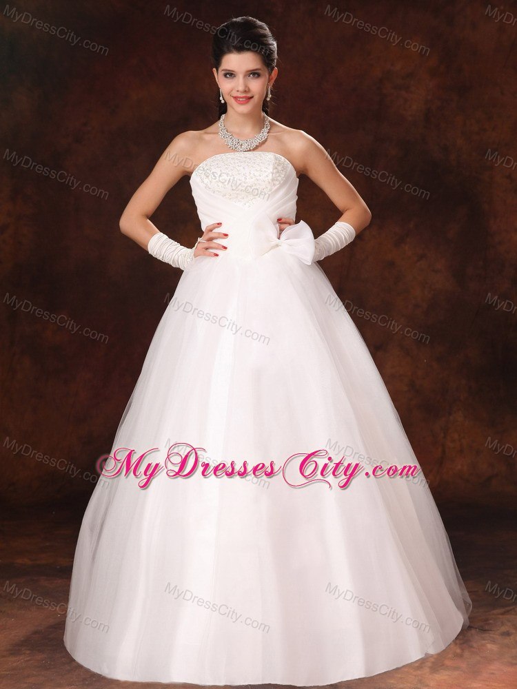 Organza A-Line Garden Wedding Gowns with Bowknot and Beading