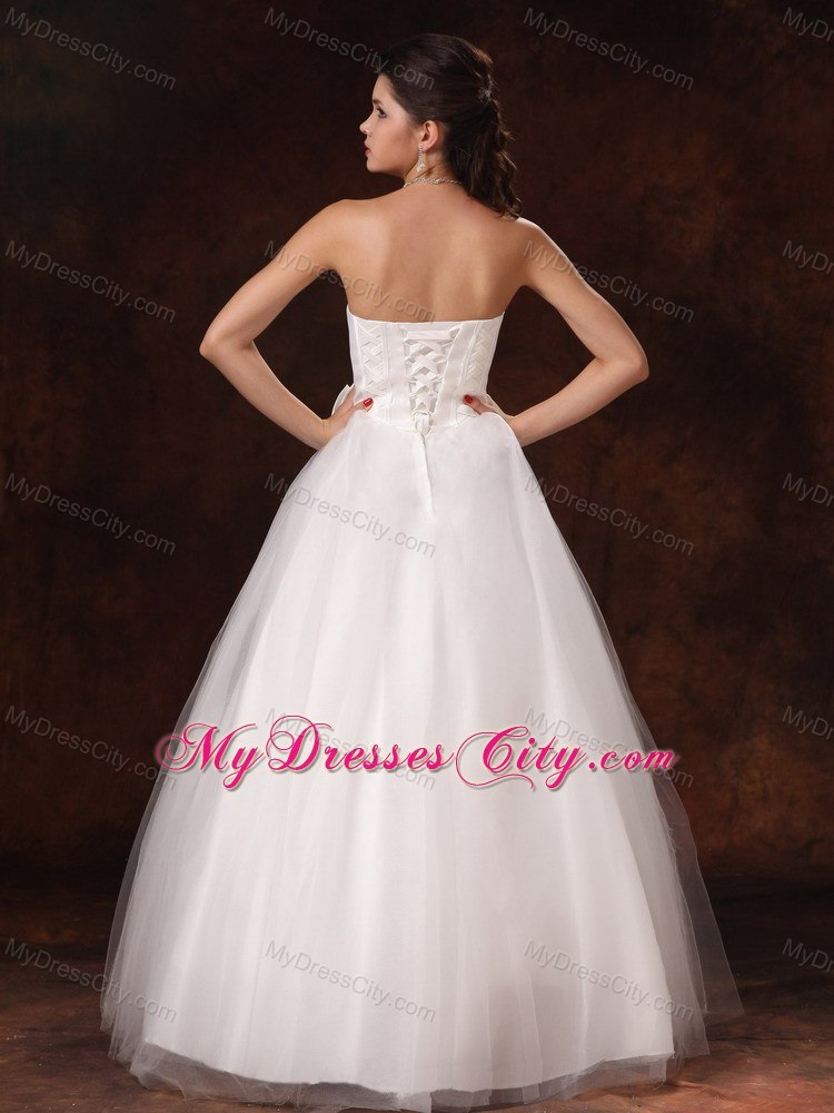 A-line Bowknot and Beading Floor-length Stylish Wedding Dress