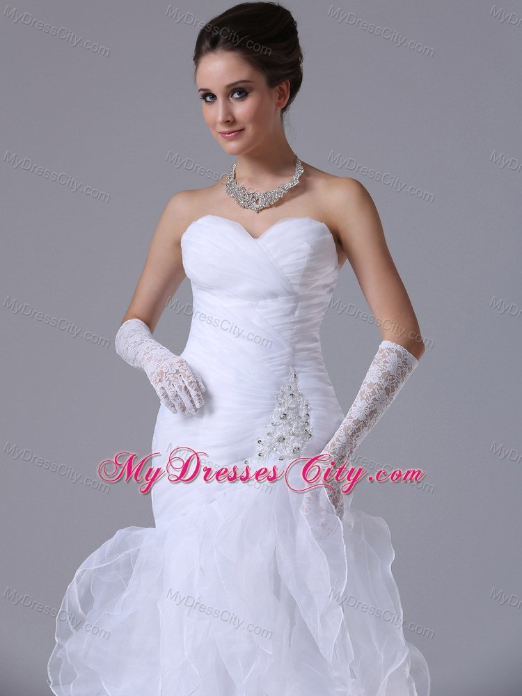 Modest Sweetheart Mermaid Bodice Ruffles Layered Wedding Dress