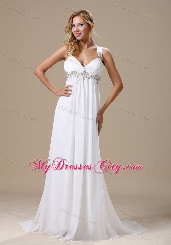 Perfect Appliques Chiffon Maternity Wedding Dress with Straps