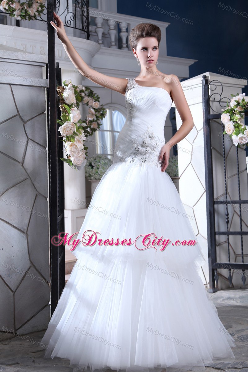 Perfect Mermaid Wedding Dress One Shoulder Tulle Appliques