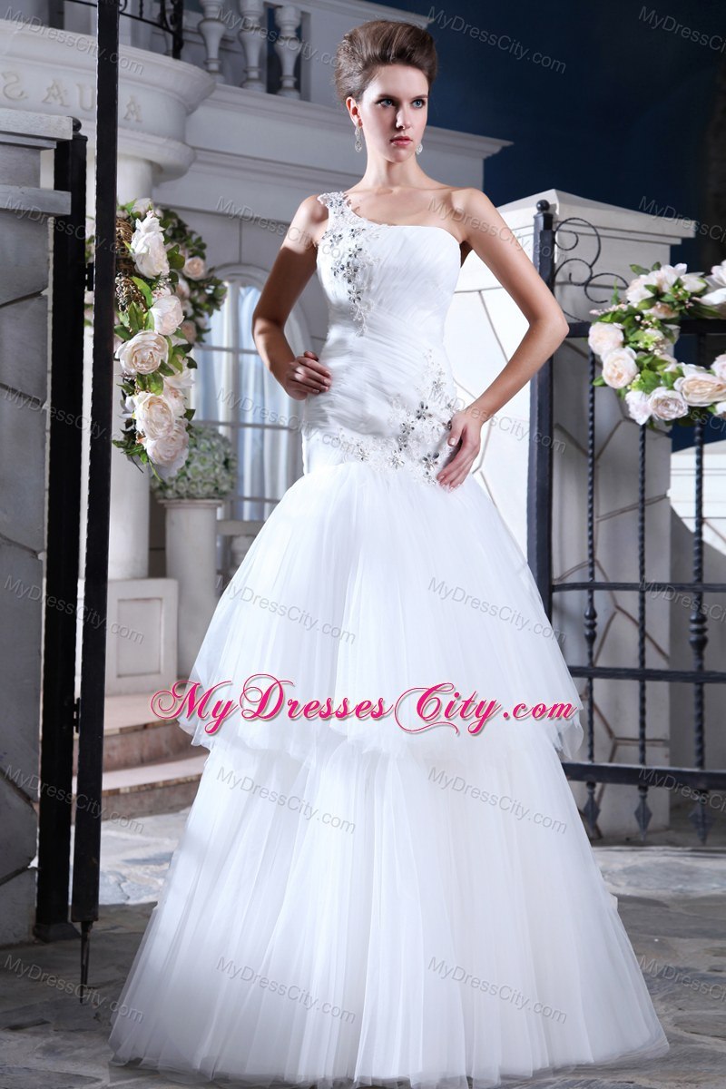 Perfect Mermaid Wedding Dress One Shoulder Tulle Appliques