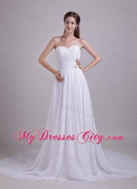Sweetheart Beading and Ruches Beach Wedding Dress for 2013