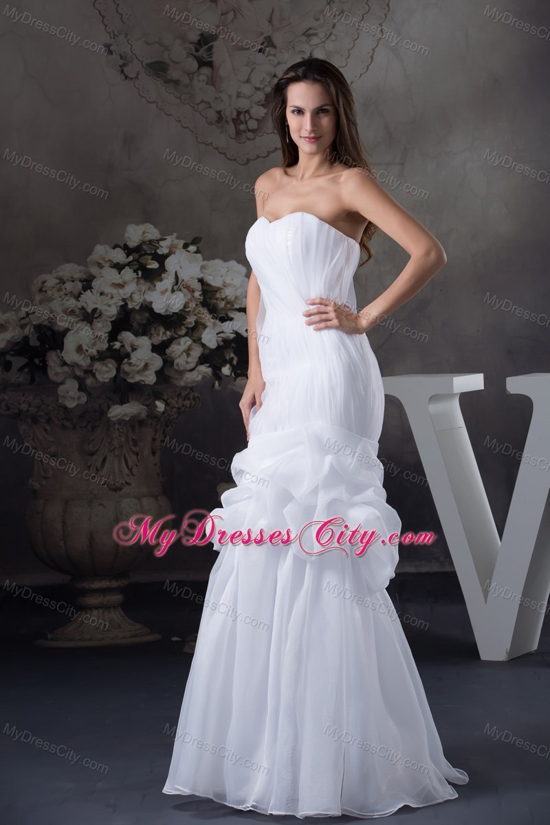 Sweetheart Mermaid Pick Ups Wedding Dress with Ruches