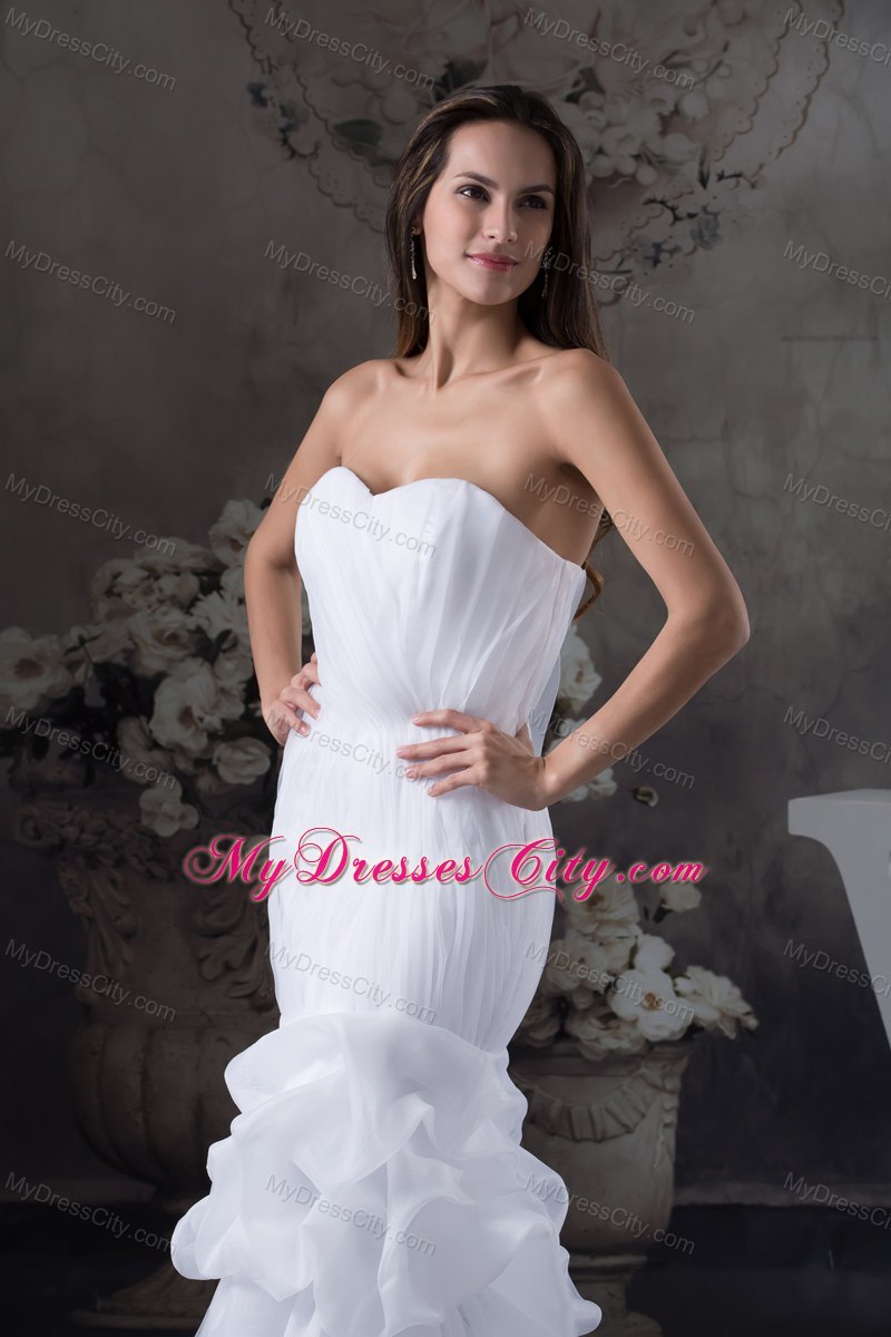 Sweetheart Mermaid Pick Ups Wedding Dress with Ruches