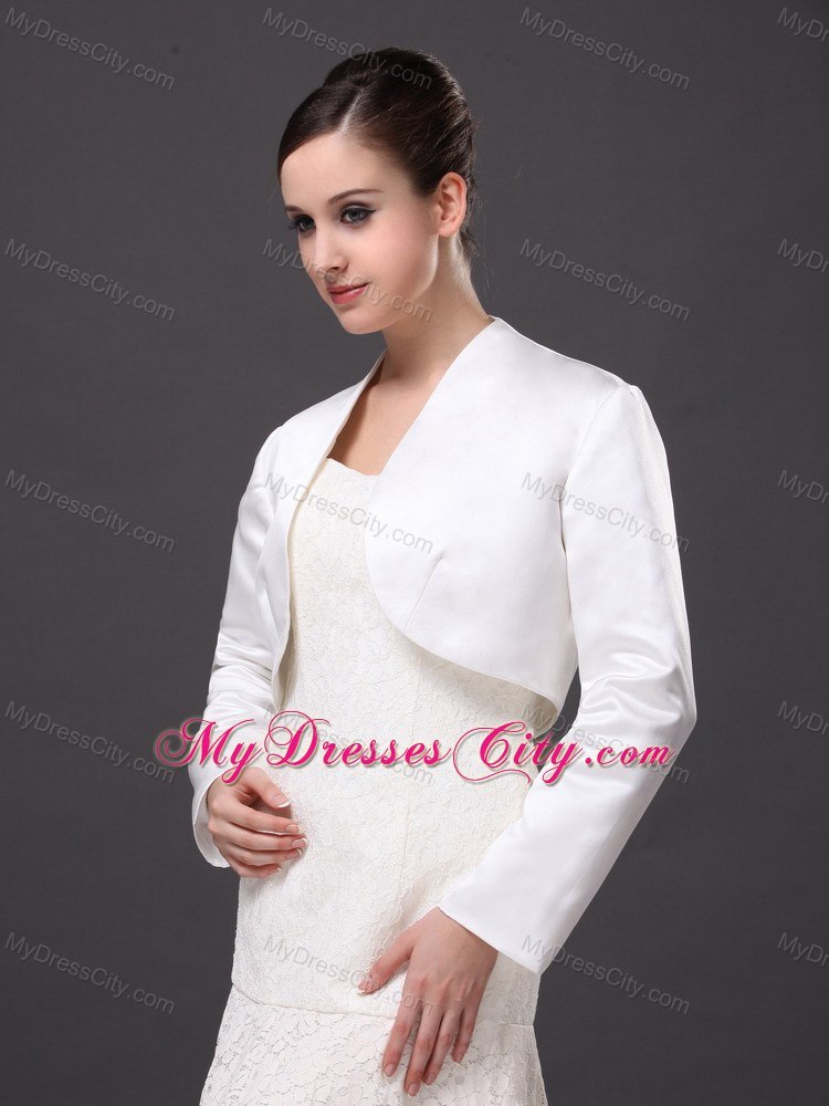 White Satin Jacket For Wedding and Other Occasion With Long Sleeves