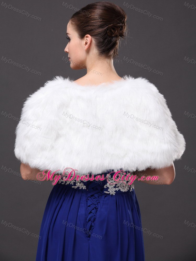 Faux Fur Wedding Affordable Short Sleeves Prom And Wedding Party Jacket White
