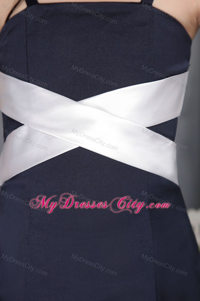 Navy Blue Straps for Column Flower Girl Dress in Floor-length