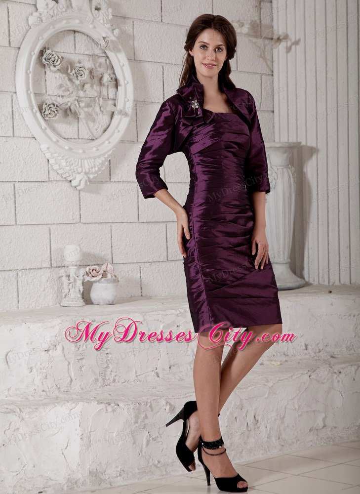 Strapless Pleated Taffeta Mother of the Bride Dresses in Purple