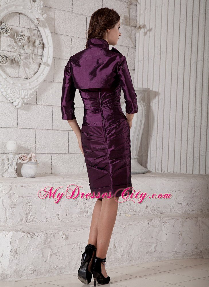 Strapless Pleated Taffeta Mother of the Bride Dresses in Purple