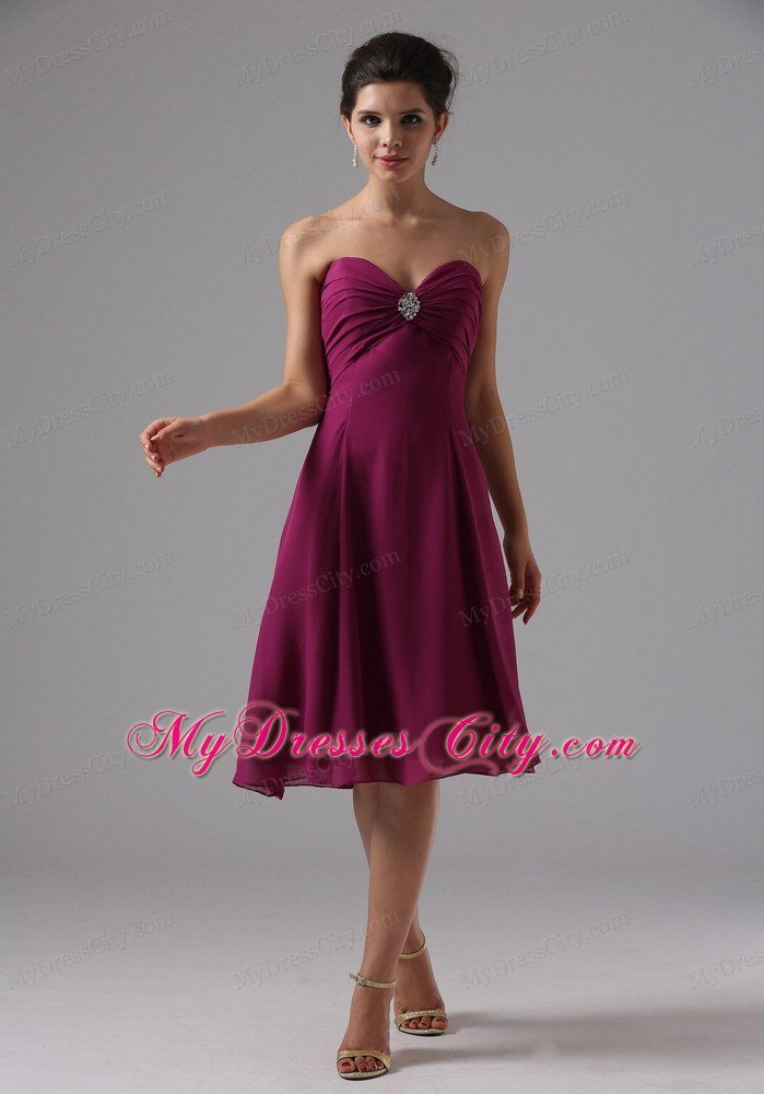 Sweetheart Beaded Knee-length Burgundy Chiffon Jacket Mother in Law Dresses