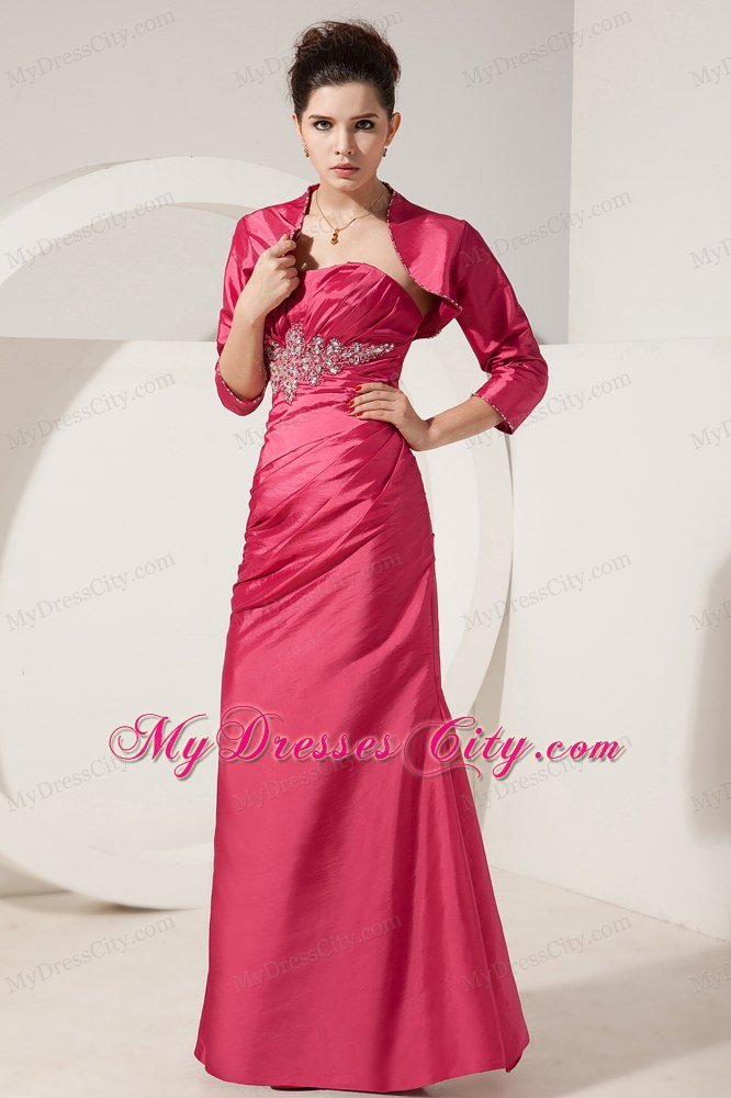 Strapless Beading Floor-length Satin Mother Of The Bride Dress Has Jacket