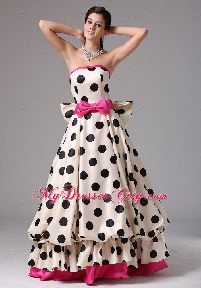Pretty A-line Strapless Prom Gowns with Bowknot Front and Back